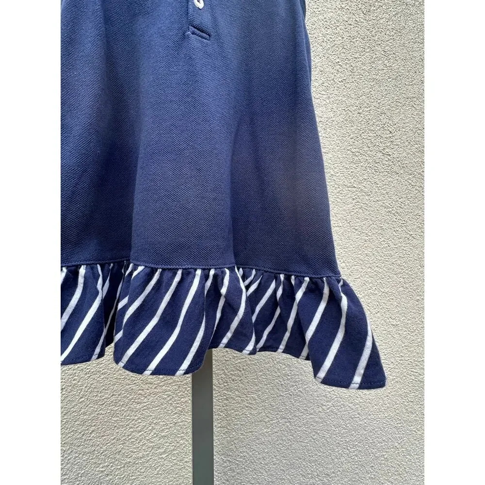 Polo Ralph Lauren Pique Sleeveless Ruffle Dress Baby Size 2T, Blue